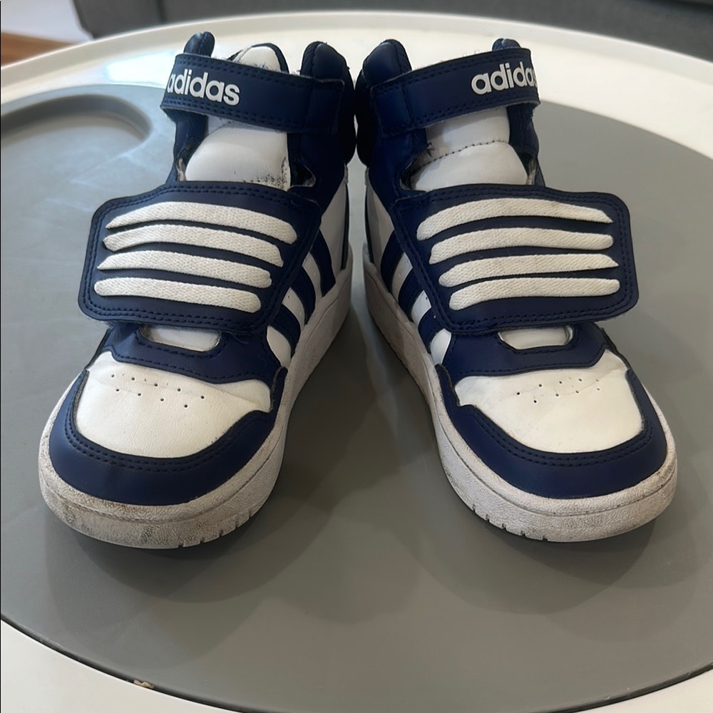 Adidas Blue and White High-Top Sneakers size 10 toddler